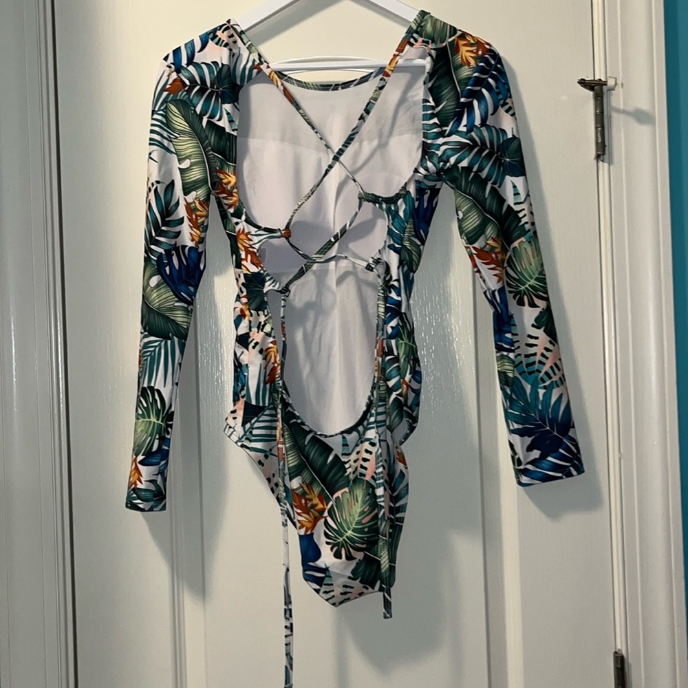 Tropical Print one piece bathing suit